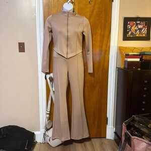 Chic Tan Women's Two Piece Set